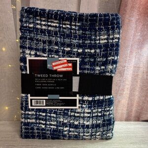 Blue and White Tweed Throw